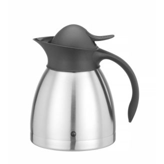 Hendi Thermoskanne doppelwandig - Edelstahl - 1 Liter - schwarzer Druckknopf