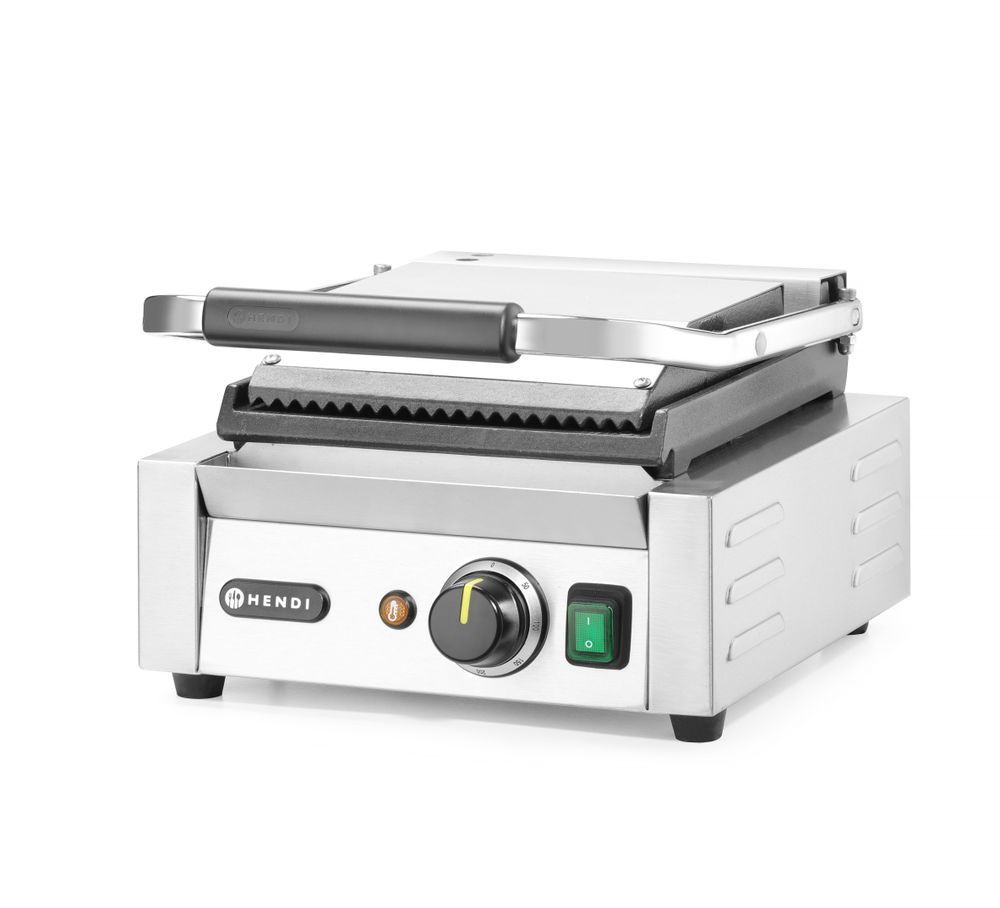 Hendi kontaktgrill - enkelt - ribbet / glat