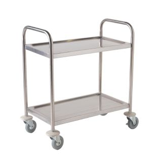Vogue Stainless steel serving trolley with 2 trays Small