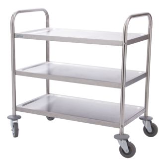 Vogue Stainless steel serving trolley with 3 trays Small