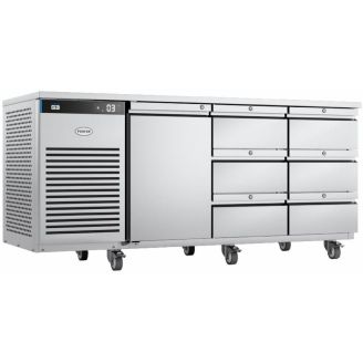 &Eacute;tabli r&eacute;frig&eacute;r&eacute; Foster 1/3 avec porte et 6 tiroirs en acier inoxydable et aluminium EcoPro 3G