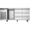 Foster 1/3 k&oslash;let arbejdsbord med d&oslash;r og 6 skuffer rustfrit st&aring;l og aluminium EcoPro 3G