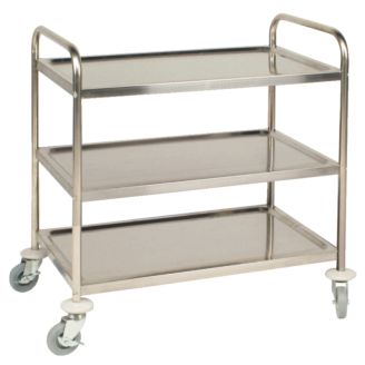 Vogue Stainless steel serving trolley with 3 trays Medium