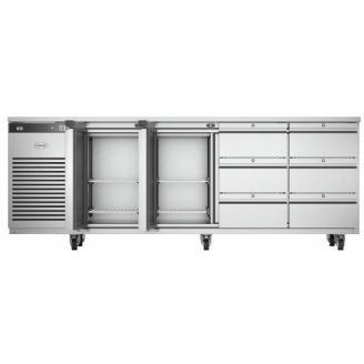 Etabli r&eacute;frig&eacute;r&eacute; Foster 1/4 2 portes et 9 tiroirs inox et aluminium EcoPro 3G