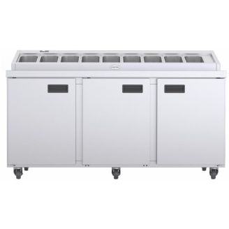 Poste de pr&eacute;paration avec 3 portes en acier inoxydable et aluminium EcoPro G3