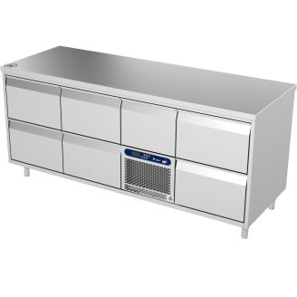 Bancada refrigerada Roeder Acer - 4 se&ccedil;&otilde;es - 2x 2 gavetas | motor+gaveta | 2 gavetas