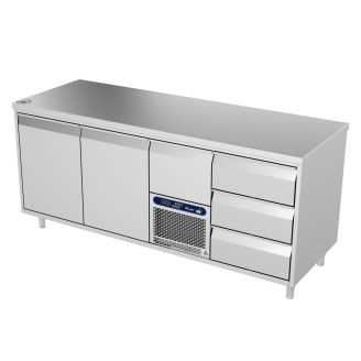 Bancada refrigerada Roeder Acer - 4 se&ccedil;&otilde;es - 2 portas | motor + gaveta | 3 gavetas