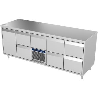Roeder Acer koelwerkbank - 5 secties - deur, 2x la, motor+la, 2x 2 la