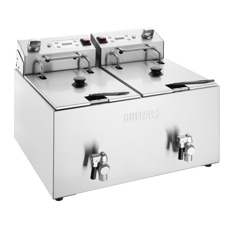 Buffalo 600 Series Elektrische Fritteuse mit Doppeltank, 2 x 8 Liter