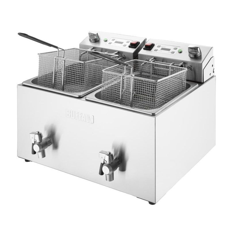 Buffalo 600 Series Elektrische Fritteuse mit Doppeltank, 2 x 8 Liter