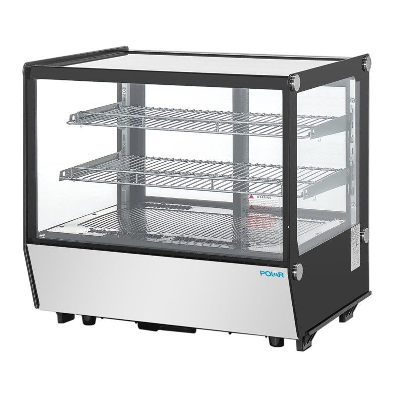 Polar R&eacute;frig&eacute;rateur de comptoir de la s&eacute;rie G, mod&egrave;le carr&eacute; noir en verre, 120 litres
