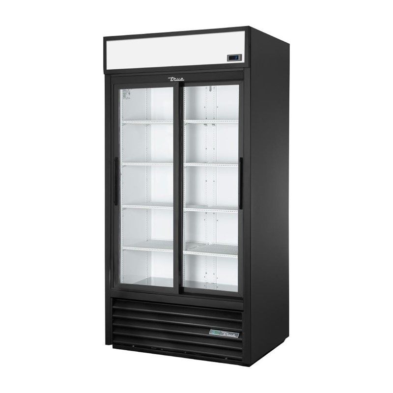 True merchandising koelkast met 2 glazen schuifdeuren - 636L - zwart