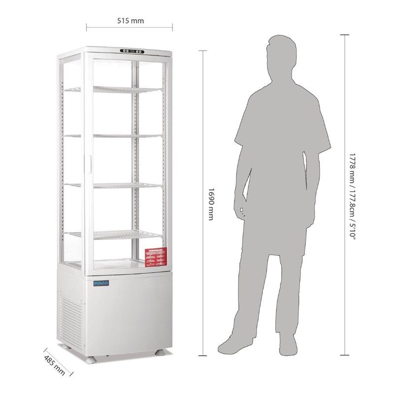 Polar C-Serie Energiezuinige Koelkast Met Gebogen Deur Wit 235Ltr