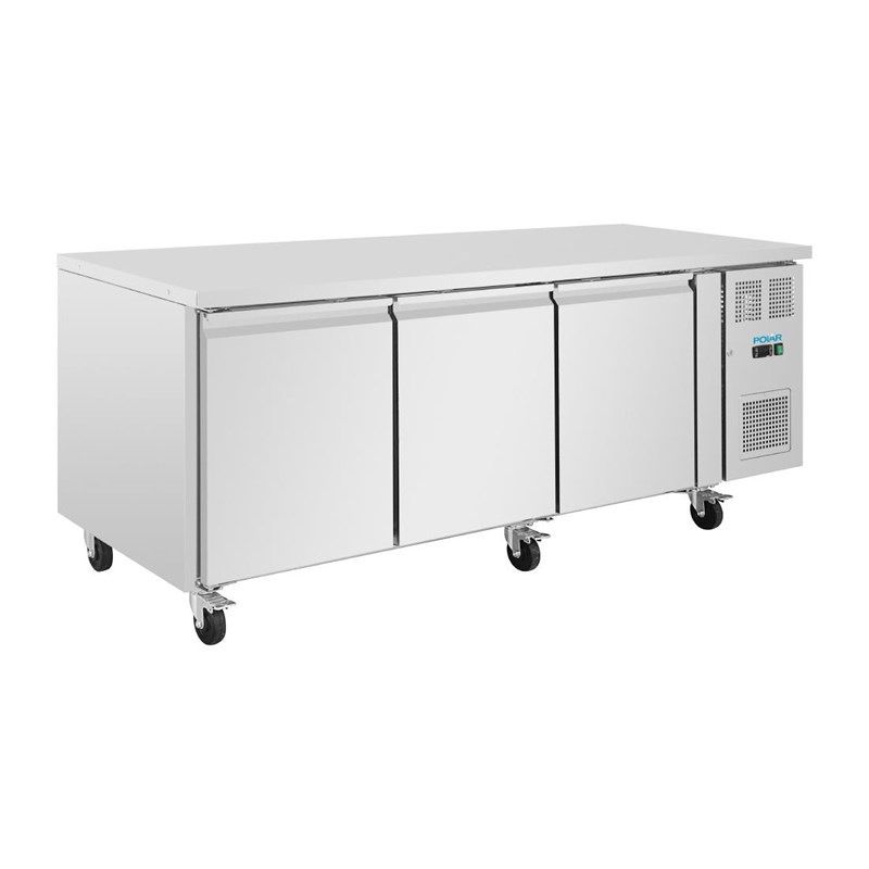 Polar U-serie kyld arbetsb&auml;nk med 3 d&ouml;rrar och Euronorm-f&ouml;rvaring - 634L