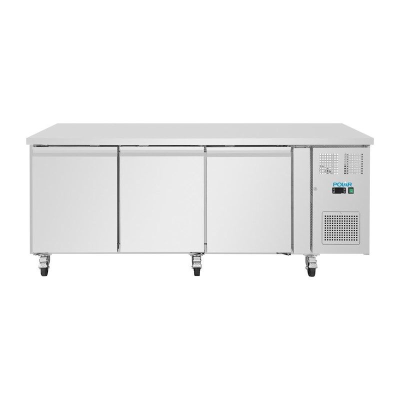 Polar U-serie kyld arbetsb&auml;nk med 3 d&ouml;rrar och Euronorm-f&ouml;rvaring - 634L