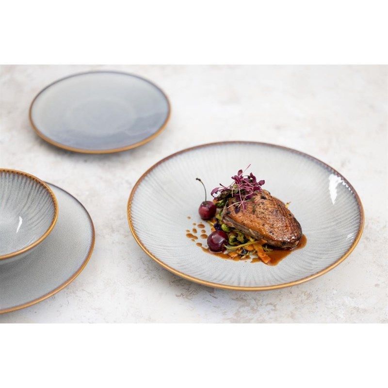 Assiette Olympia Coupe Grise - 280 mm (Lot de 4)
