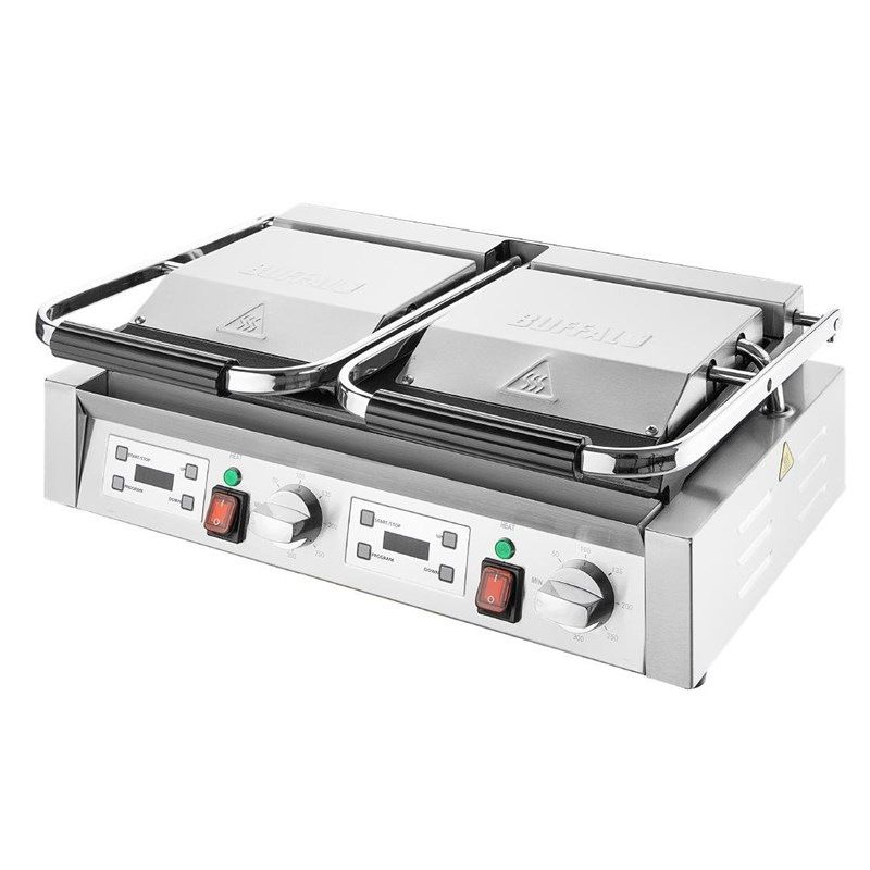 Buffalo Parrilla de doble contacto con placas acanaladas