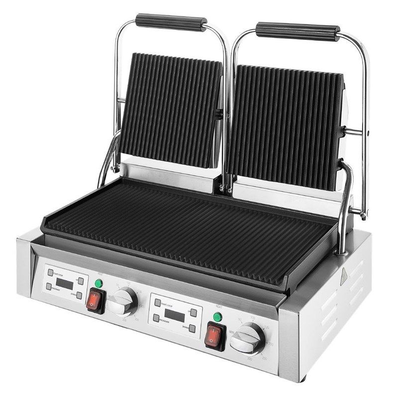 Buffalo Parrilla de doble contacto con placas acanaladas