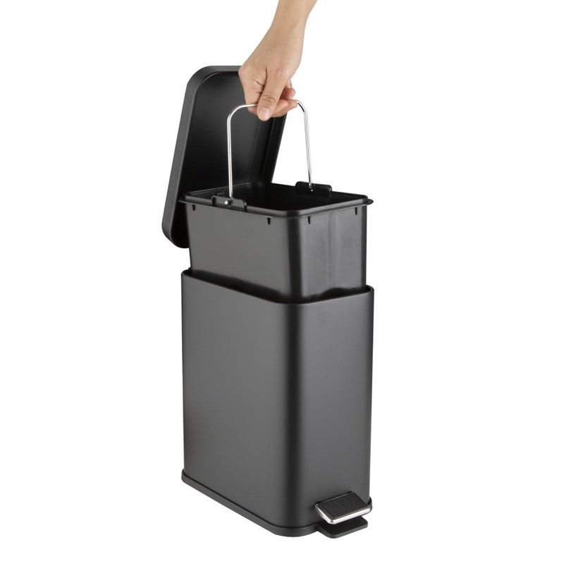 Jantex Slim Washroom Waste Bin Black 5Ltr