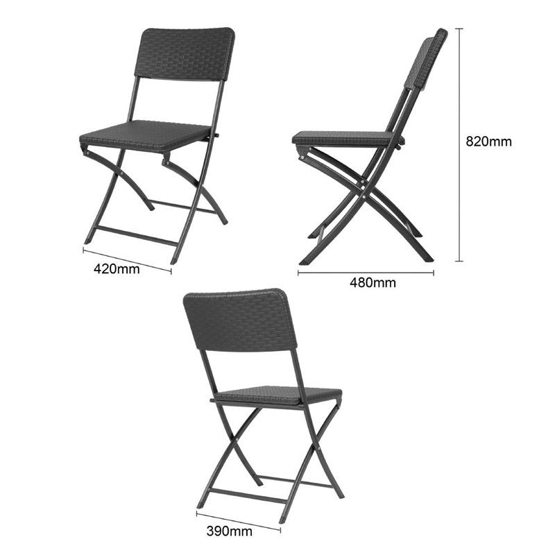 Bolero Silla plegable de rat&aacute;n negra (juego de 2)