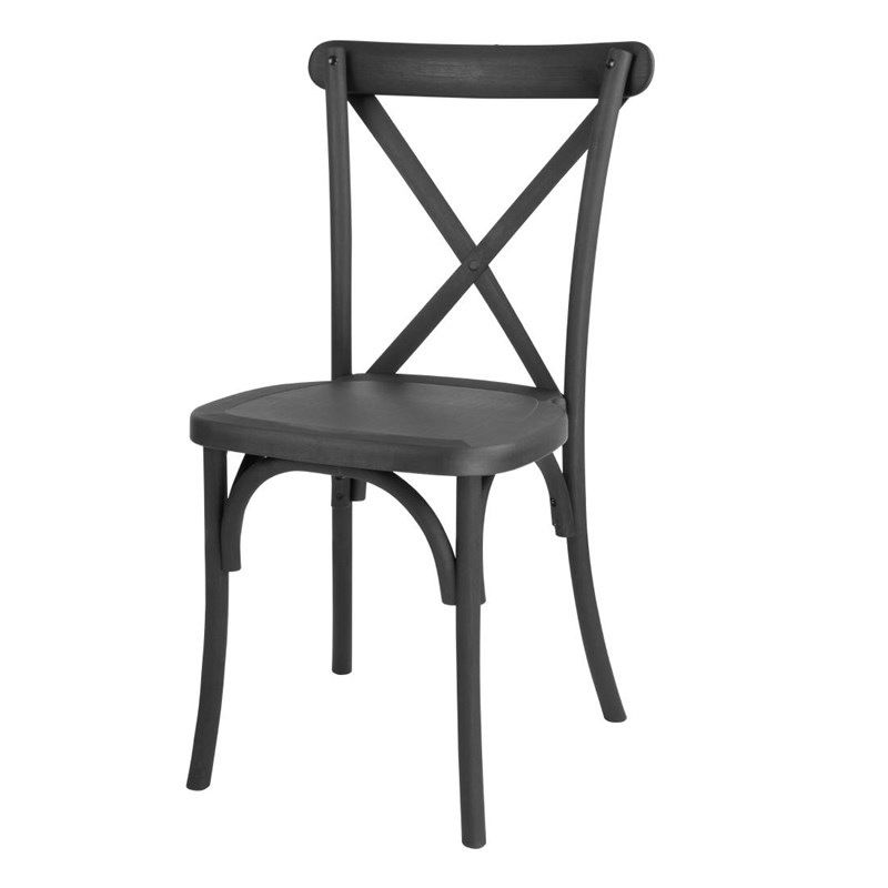 Bolero Manhattan Cross-Back Plastic Chairs Black (Set of 4)