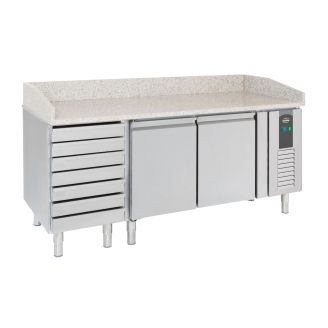 Combisteel Pizza arbejdsbord 2 l&aring;ger 7 skuffer