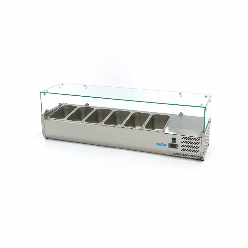 Maxima Vitrine r&eacute;frig&eacute;r&eacute;e &agrave; montage sup&eacute;rieur - 140 cm - 6 conteneurs GN 1/3