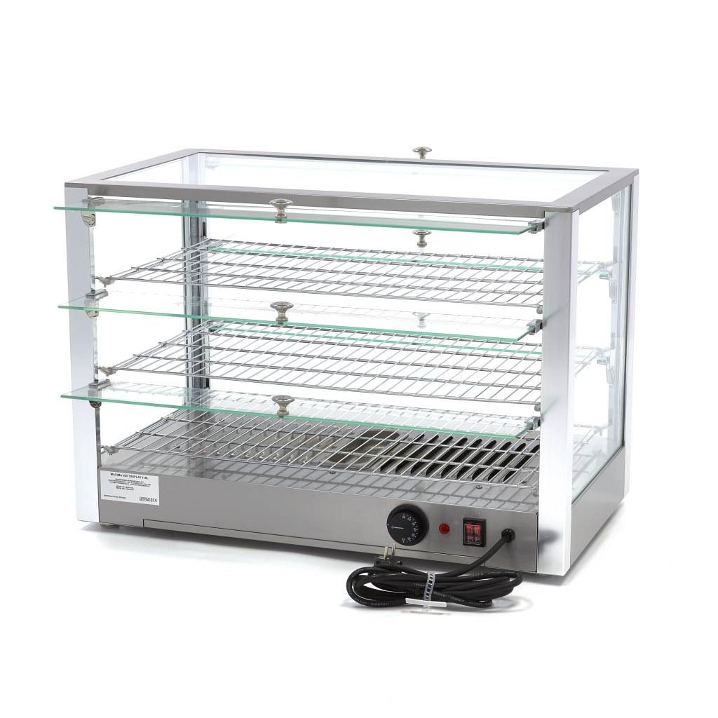 Maxima Opvarmet vitrineskab - 115 L - 70 cm - 3 niveauer