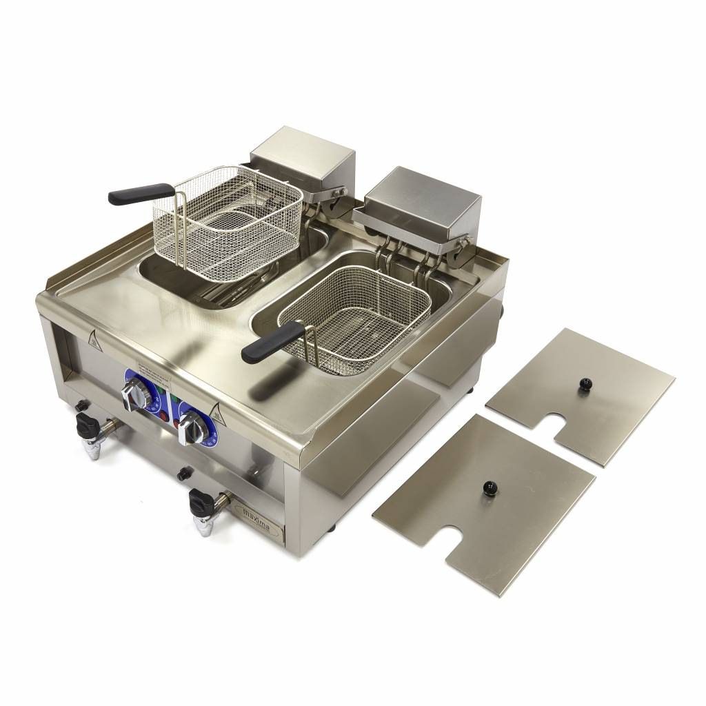 Maxima Freidora - 2 x 10 L - 2 cestas - con grifo - 400 V