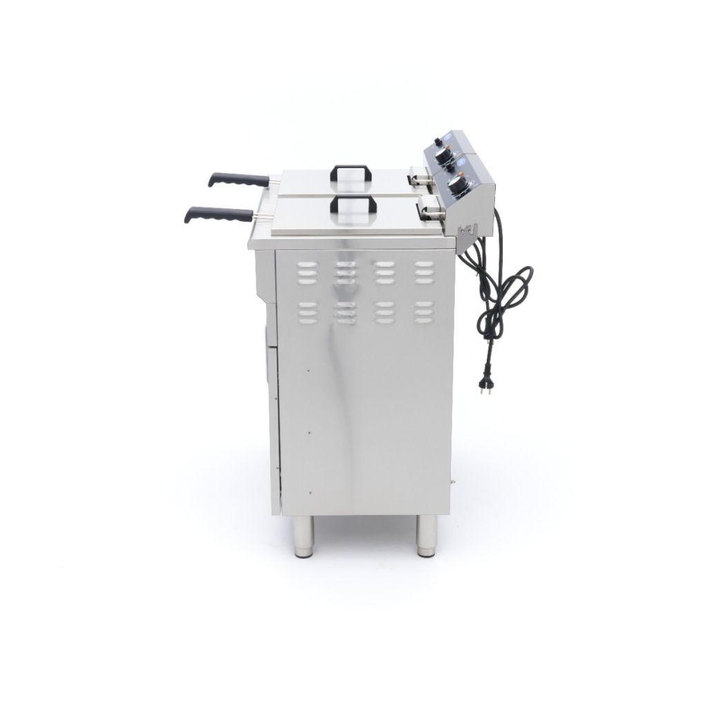Maxima Freidora - 2 x 16 L - 2 cestas - con grifo y espacio de almacenamiento - 230 V