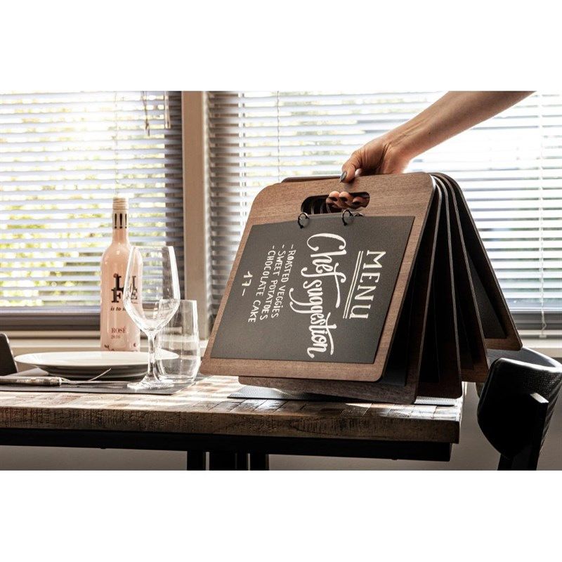 Securit Menu de la gamme Walnut Planche &agrave; d&eacute;couper avec reliure &agrave; anneaux