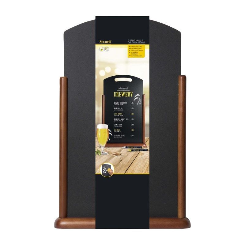 Securit Puxador de mesa extra grande em madeira com acabamento laqueado marrom escuro.