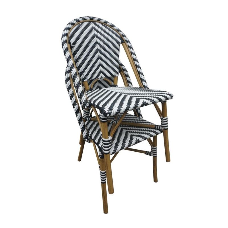 Bolero Silla auxiliar de rat&aacute;n estilo parisino negra (2 piezas)