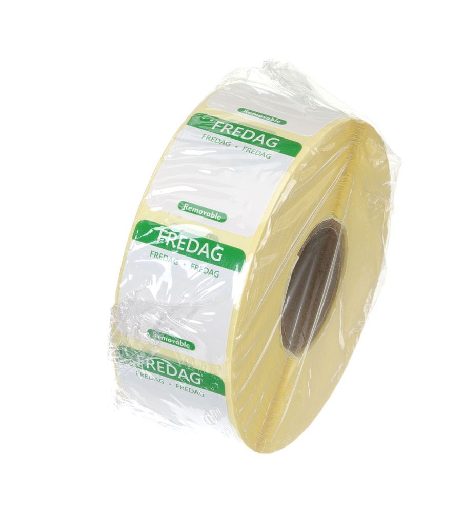 Naklejki bezpieczeństwa żywności Hendi, wielofunkcyjne, łatwe do usunięcia, piątek, zielone, 1000 szt., 25 x 25 mm