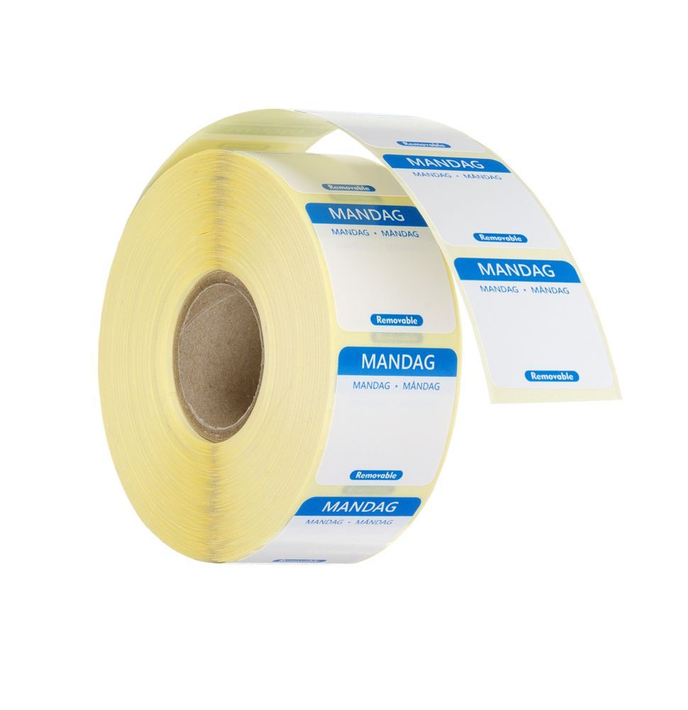 Daily food safety labels, multi-use, easy removable , Monday, Blue ...