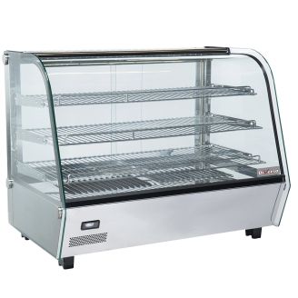 Diverso verwarmde tafelvitrine, 3 niveaus, gebogen glas