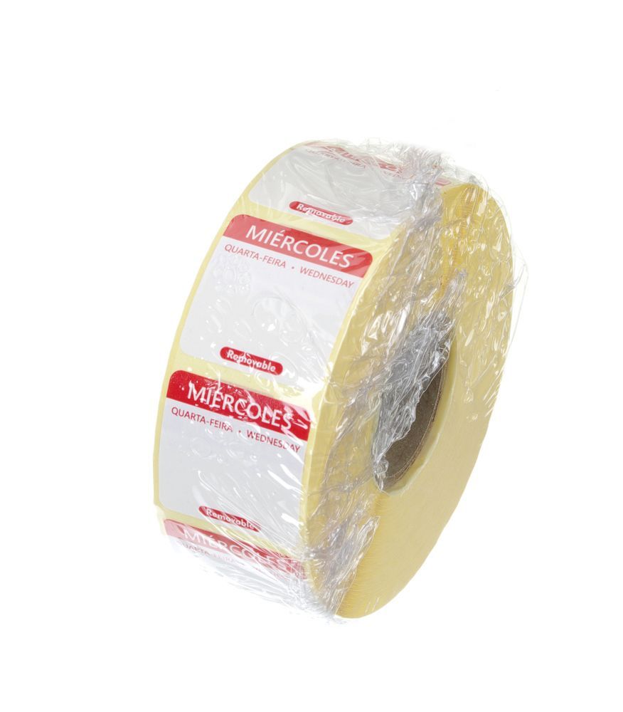 Pegatinas de seguridad alimentaria Hendi "Mi&eacute;rcoles" Rojas (1000 uds)