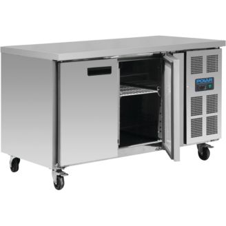 Polar stainless steel freezer workbench - G599 - 2 doors