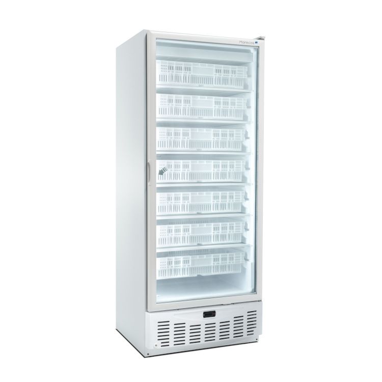 Cong&eacute;lateur Marecos en acier blanc GN2/1 + 600 x 400 mm avec porte vitr&eacute;e, s&eacute;rie 500