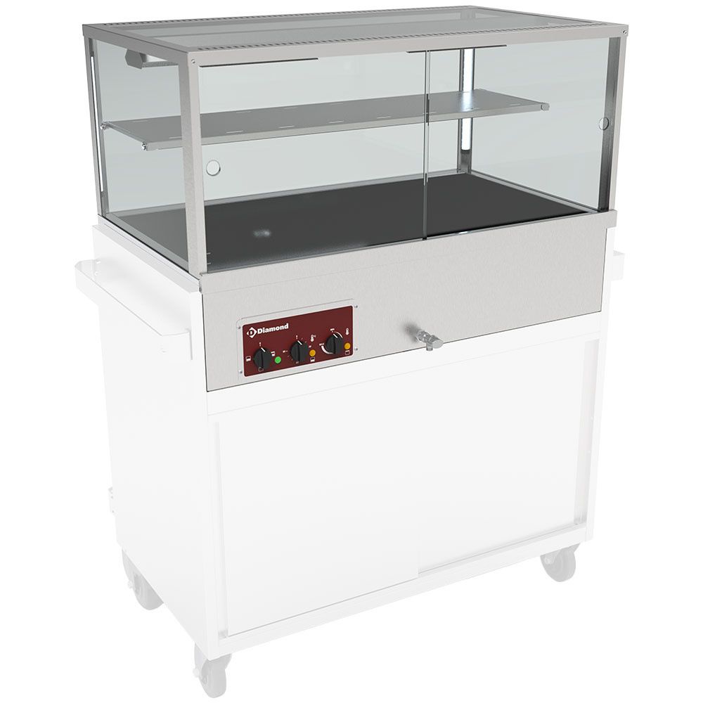 Diamond vitrine aquecida, banho-maria 3 gn 1/1, panor&acirc;mica