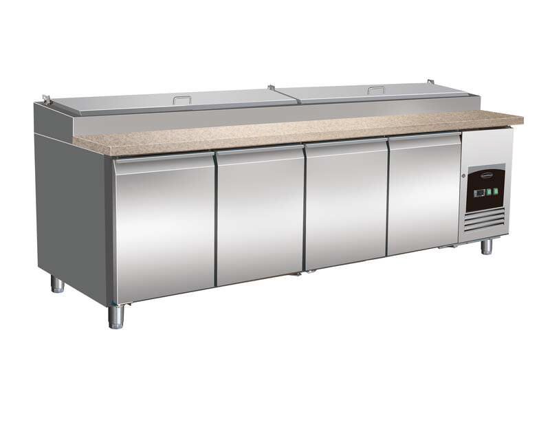 COMBISTEEL Encimera de granito Saladette de 4 puertas