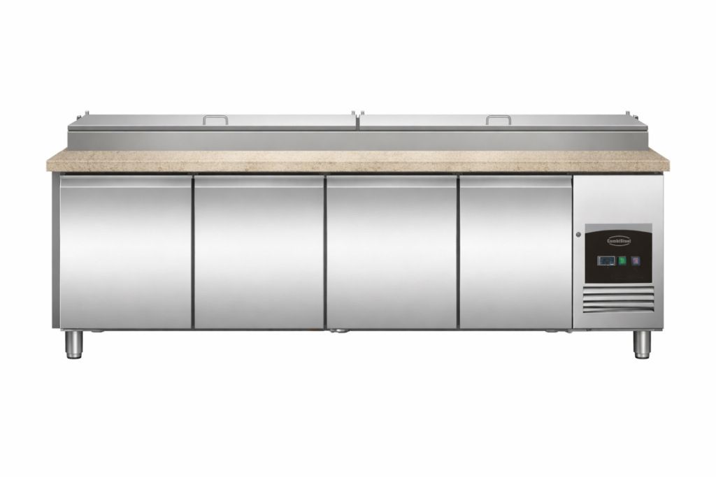 COMBISTEEL Encimera de granito Saladette de 4 puertas