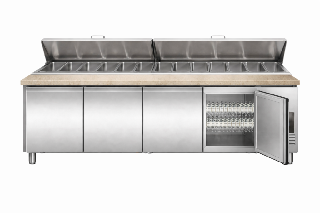 COMBISTEEL Encimera de granito Saladette de 4 puertas