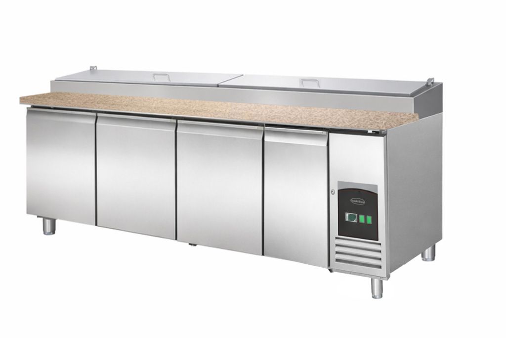 COMBISTEEL Encimera de granito Saladette de 4 puertas