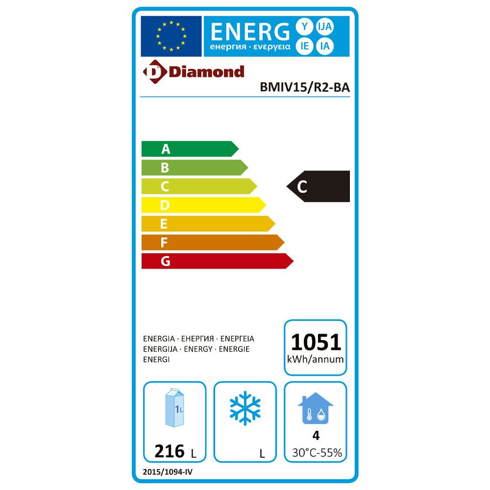 Table r&eacute;frig&eacute;r&eacute;e ventil&eacute;e Diamond avec 2 portes - 245 L