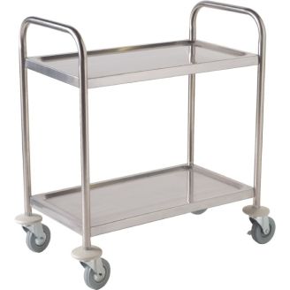 Vogue Stainless steel serving trolley with 2 trays Medium