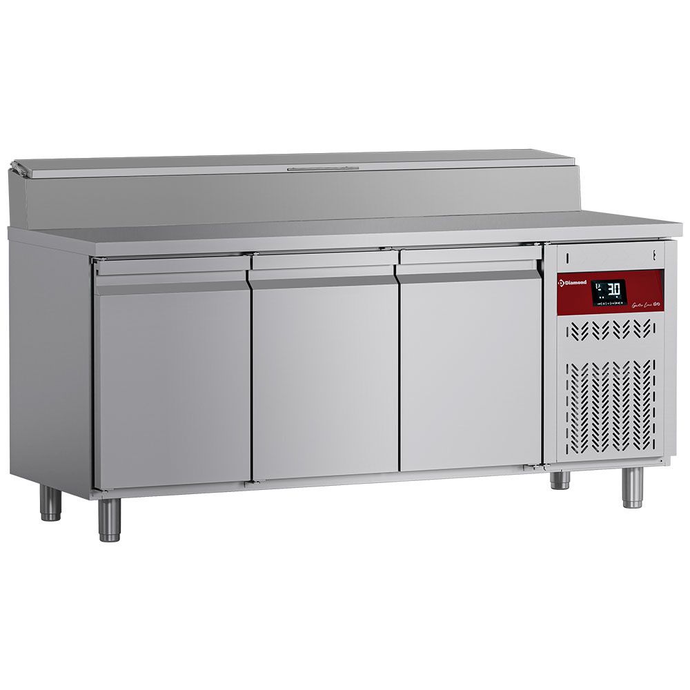 Diamond Balc&atilde;o refrigerado ventilado, 3 portas GN 1/1, 405 litros e estrutura refrigerada 10x GN 1/4