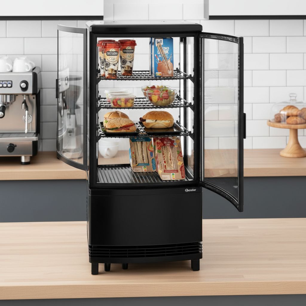 Mini vitrine refrigerada Bartscher 75L2T preta
