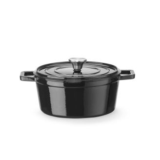Naczynie żaroodporne Hendi, żeliwne emaliowane, 3,7 l, czarne, 317 x 240 x (wys.) 105 mm