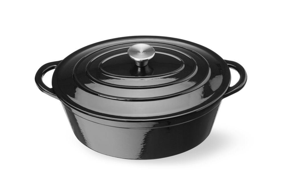 Naczynie żaroodporne Hendi, żeliwne emaliowane, 6,88 l, czarne, 405 x 255 x (wys.) 134 mm